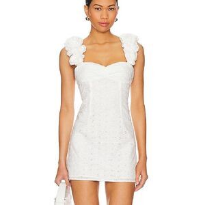 NWT Lovers and Friends Julia mini dress white rosette eyelet Revolve S